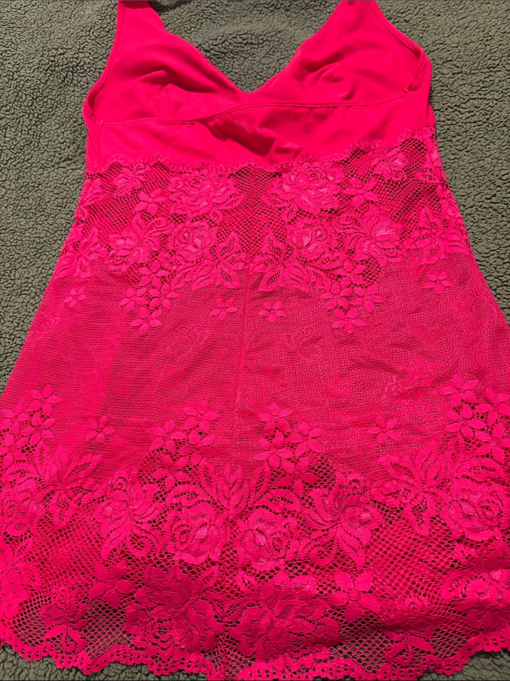 Red Lace Halter Chemise - Picture 2 of 3
